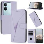 For vivo S17 Triangle Pattern Buckle Clasp Leather Phone Case(Light Purple)