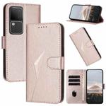 For vivo S18 Triangle Pattern Buckle Clasp Leather Phone Case(Rose Gold)