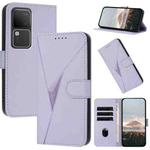 For vivo S18 Triangle Pattern Buckle Clasp Leather Phone Case(Light Purple)