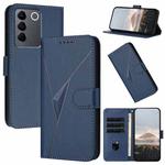 For vivo V27e Triangle Pattern Buckle Clasp Leather Phone Case(Royal Blue)