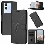 For vivo V29e Global Triangle Pattern Buckle Clasp Leather Phone Case(Black)