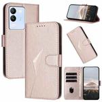 For vivo V29e Global Triangle Pattern Buckle Clasp Leather Phone Case(Rose Gold)