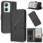 For vivo Y03 4G Triangle Pattern Buckle Clasp Leather Phone Case(Black)