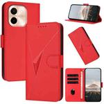 For vivo Y28 4G Triangle Pattern Buckle Clasp Leather Phone Case(Red)