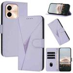 For vivo Y28 4G Triangle Pattern Buckle Clasp Leather Phone Case(Light Purple)