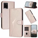 For vivo Y33s 4G Triangle Pattern Buckle Clasp Leather Phone Case(Rose Gold)