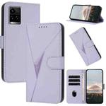 For vivo Y33s 4G Triangle Pattern Buckle Clasp Leather Phone Case(Light Purple)