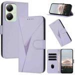 For vivo Y35m+ Triangle Pattern Buckle Clasp Leather Phone Case(Light Purple)