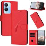 For vivo Y56 Triangle Pattern Buckle Clasp Leather Phone Case(Red)