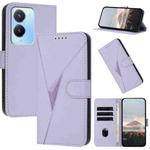 For vivo Y56 Triangle Pattern Buckle Clasp Leather Phone Case(Light Purple)