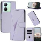 For vivo Y78 Triangle Pattern Buckle Clasp Leather Phone Case(Light Purple)