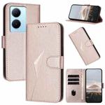 For vivo Y78+ Triangle Pattern Buckle Clasp Leather Phone Case(Rose Gold)