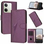 For vivo Y100 Triangle Pattern Buckle Clasp Leather Phone Case(Dark Purple)