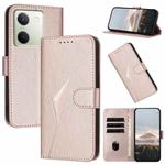 For vivo Y100 Triangle Pattern Buckle Clasp Leather Phone Case(Rose Gold)