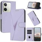 For vivo Y100 Triangle Pattern Buckle Clasp Leather Phone Case(Light Purple)