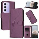 For vivo Y100 5G IDN Triangle Pattern Buckle Clasp Leather Phone Case(Dark Purple)