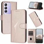 For vivo Y100 5G IDN Triangle Pattern Buckle Clasp Leather Phone Case(Rose Gold)