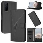 For vivo Y72 5G Triangle Pattern Buckle Clasp Leather Phone Case(Black)