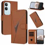 For vivo Y19s Global Triangle Pattern Buckle Clasp Leather Phone Case(Brown)