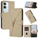 For vivo Y19s Global Triangle Pattern Buckle Clasp Leather Phone Case(Gold)