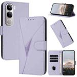 For vivo Y300 / V40 Lite 4G / 5G IDN Triangle Pattern Buckle Clasp Leather Phone Case(Light Purple)