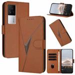 For vivo iQOO 7 India / iQOO Neo5 Triangle Pattern Buckle Clasp Leather Phone Case(Brown)