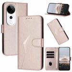 For vivo S19 Pro Triangle Pattern Buckle Clasp Leather Phone Case(Rose Gold)