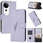For vivo S19 Pro Triangle Pattern Buckle Clasp Leather Phone Case(Light Purple)
