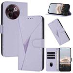 For vivo V30e Triangle Pattern Buckle Clasp Leather Phone Case(Light Purple)