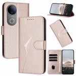 For vivo V50 Triangle Pattern Buckle Clasp Leather Phone Case(Rose Gold)