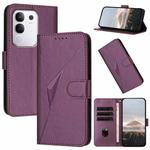 For vivo Y29 4G Triangle Pattern Buckle Clasp Leather Phone Case(Dark Purple)