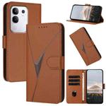 For vivo Y29 4G Triangle Pattern Buckle Clasp Leather Phone Case(Brown)