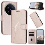For vivo X200 Ultra Triangle Pattern Buckle Clasp Leather Phone Case(Rose Gold)