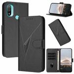 For Motorola Moto E20 Triangle Pattern Buckle Clasp Leather Phone Case(Black)