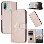 For Motorola Moto E20 Triangle Pattern Buckle Clasp Leather Phone Case(Rose Gold)