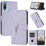 For Motorola Moto E20 Triangle Pattern Buckle Clasp Leather Phone Case(Light Purple)