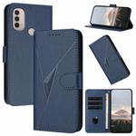 For Motorola Moto E40 Triangle Pattern Buckle Clasp Leather Phone Case(Royal Blue)