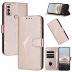 For Motorola Moto E40 Triangle Pattern Buckle Clasp Leather Phone Case(Rose Gold)