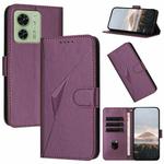 For Motorola Edge 40 Triangle Pattern Buckle Clasp Leather Phone Case(Dark Purple)