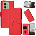 For Motorola Edge 40 Triangle Pattern Buckle Clasp Leather Phone Case(Red)