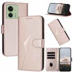 For Motorola Edge 40 Triangle Pattern Buckle Clasp Leather Phone Case(Rose Gold)