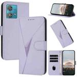 For Motorola Edge 40 Neo 5G Triangle Pattern Buckle Clasp Leather Phone Case(Light Purple)