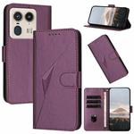 For Motorola Edge 50 Ultra Triangle Pattern Buckle Clasp Leather Phone Case(Dark Purple)