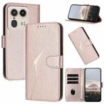 For Motorola Edge 50 Ultra Triangle Pattern Buckle Clasp Leather Phone Case(Rose Gold)