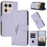 For Motorola Edge 50 Ultra Triangle Pattern Buckle Clasp Leather Phone Case(Light Purple)