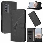 For Motorola Edge 2022 Triangle Pattern Buckle Clasp Leather Phone Case(Black)