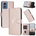 For Motorola Moto G Play 4G 2024 Triangle Pattern Buckle Clasp Leather Phone Case(Rose Gold)