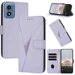 For Motorola Moto G Play 4G 2024 Triangle Pattern Buckle Clasp Leather Phone Case(Light Purple)