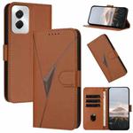 For Motorola Moto G Power 2024 Triangle Pattern Buckle Clasp Leather Phone Case(Brown)