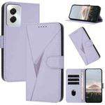 For Motorola Moto G Power 2024 Triangle Pattern Buckle Clasp Leather Phone Case(Light Purple)